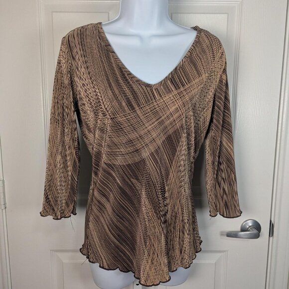 Vintage Chère Amie Crinkle Pleated Blouse – Made in USA – M - Picture 1 of 4